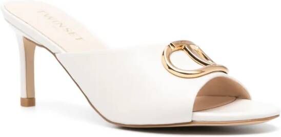 TWINSET 85mm leather mules White