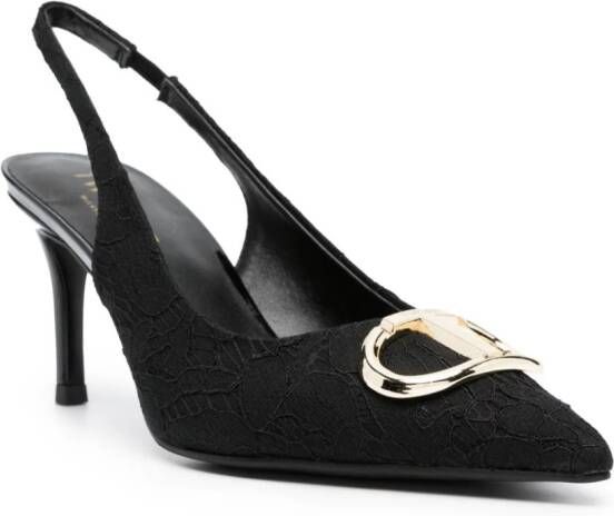 TWINSET 85mm Oval T-logo slingback pumps Black