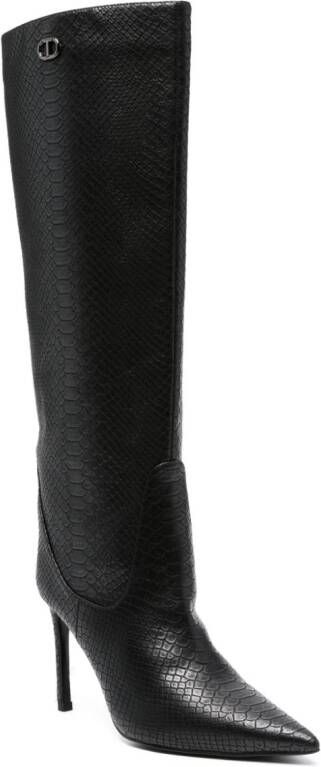 TWINSET 90mm crocodile-effect knee boots Black