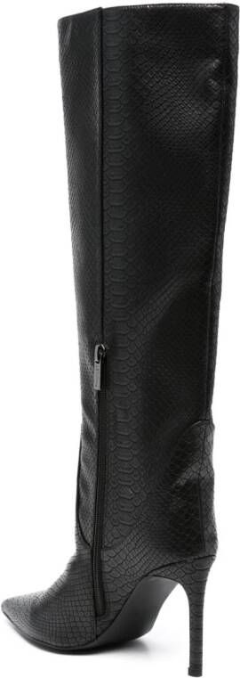 TWINSET 90mm crocodile-effect knee boots Black