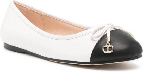 TWINSET bow-detailed two-tone ballerina shoes White