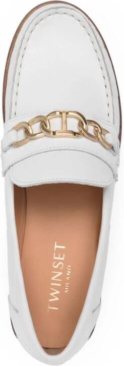 TWINSET chain-detail leather loafers White