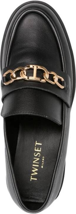 TWINSET chain-link leather loafers Black