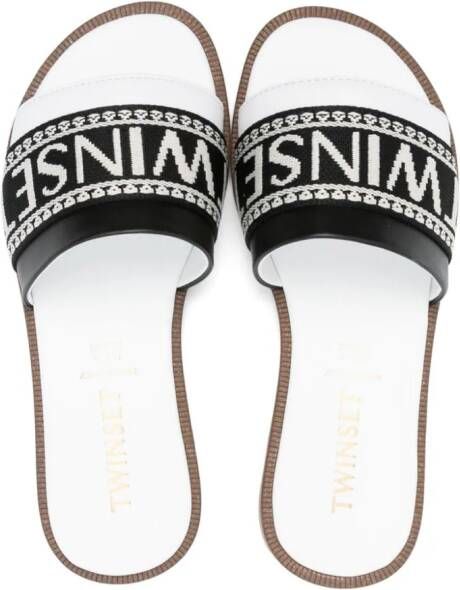 TWINSET Kids embroidered-logo flat sandals White