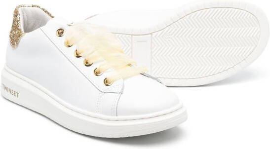 TWINSET Kids glitter-detailing lace-up sneakers White