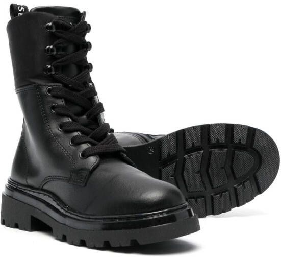 TWINSET Kids leather combat boots Black
