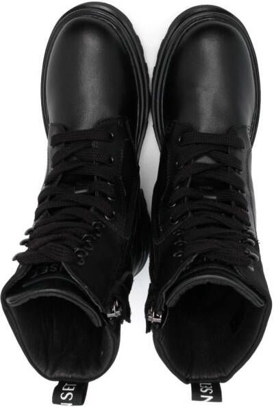 TWINSET Kids leather combat boots Black