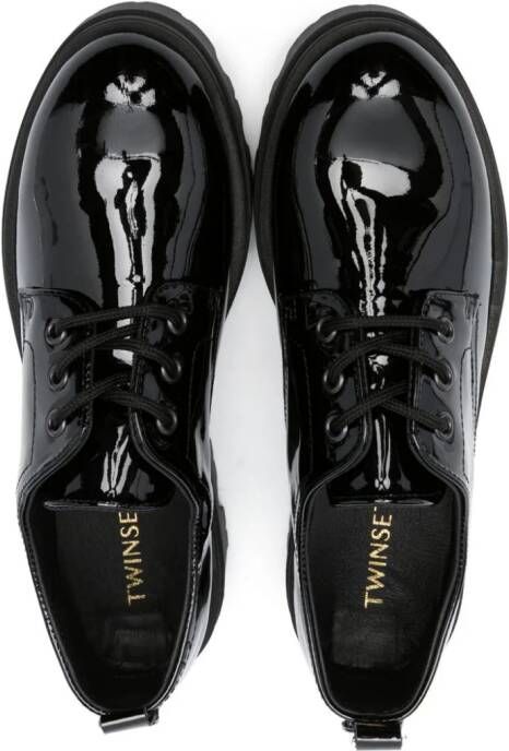 TWINSET Kids lace-up patent leather loafers Black
