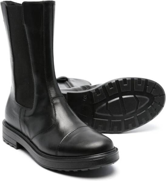 TWINSET Kids logo-debossed leather boots Black