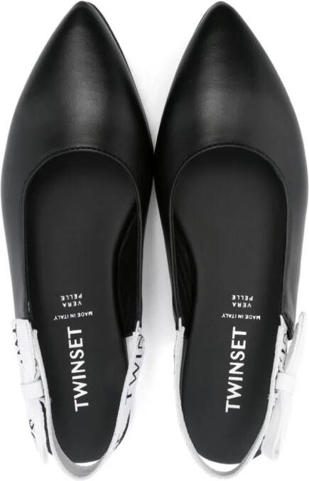 TWINSET Kids logo-print ballerina shoes Black