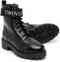 TWINSET Kids logo-strap leather combat boots Black - Thumbnail 2