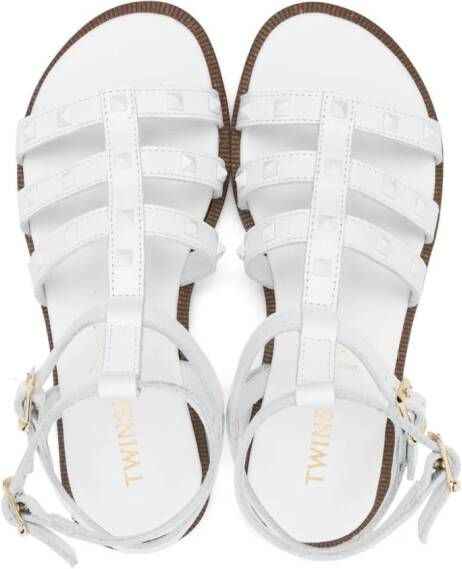 TWINSET Kids stud-embellished leather sandals White