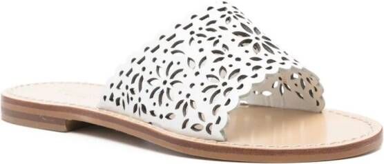 TWINSET laser-cut leather slides White