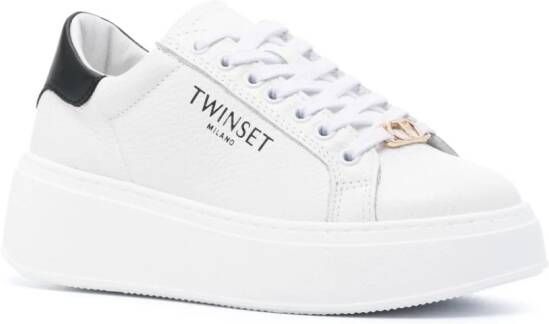 TWINSET leather platform sneakers White