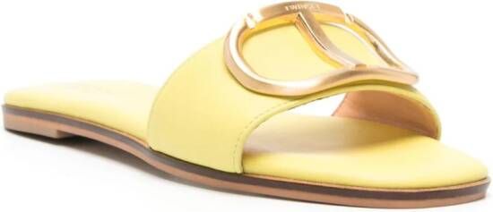 TWINSET logo-plaque leather slides Yellow
