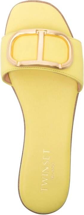 TWINSET logo-plaque leather slides Yellow