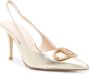 TWINSET Oval T 80mm metallic leather pumps Gold - Thumbnail 2