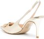 TWINSET Oval T 80mm metallic leather pumps Gold - Thumbnail 3