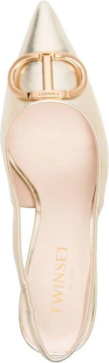 TWINSET Oval T 80mm metallic leather pumps Gold