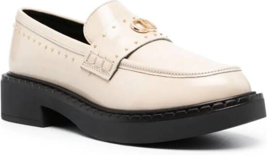 TWINSET Oval T logo leather loafers Neutrals