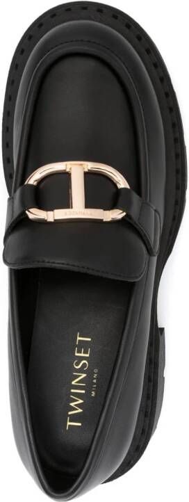 TWINSET Oval T logo-plaque loafers Black