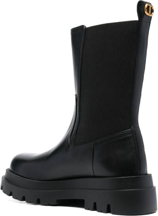 TWINSET ridged-sole leather boots Black