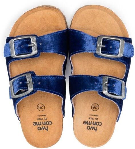 Two Con Me By Pépé velvet slip-on sandals Blue