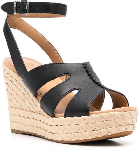 UGG braided-wedge heeled sandals Black