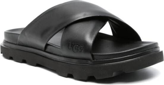 UGG Capitola Cross leather slides Black