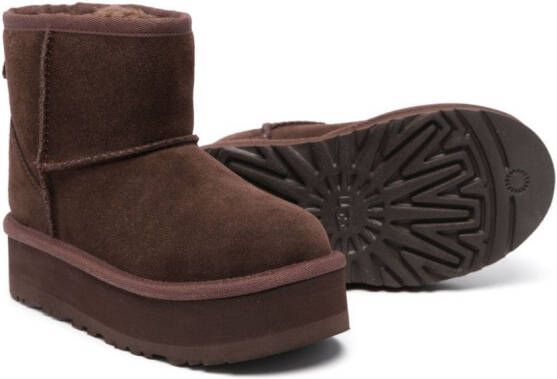 UGG Kids Classic Mini II logo-patch suede boots Brown