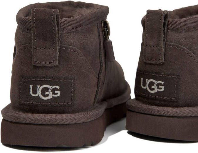 UGG Kids Classic Ultra Mini suede ankle boots Brown