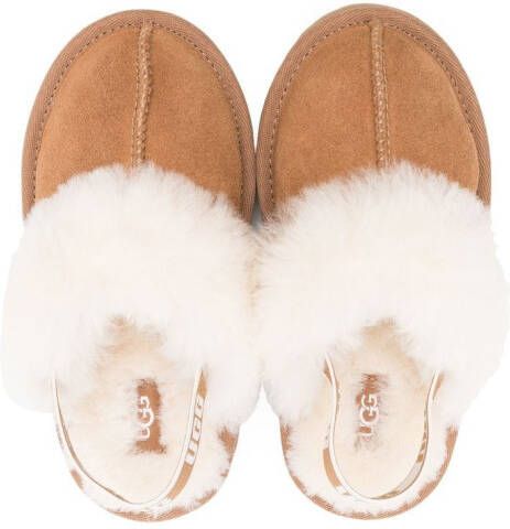 UGG Kids Funkette slingback shearling slippers Brown