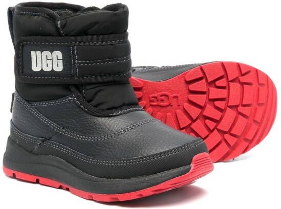 UGG Kids leather logo print boots Black