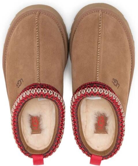 UGG Kids logo-debossed wool blend slippers Brown