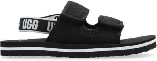 UGG Kids logo-print touch-strap sandals Black