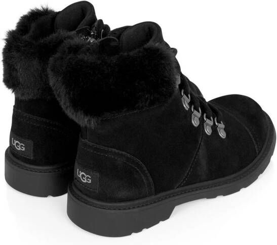 UGG Kids shearling-lined lace-up boots Black