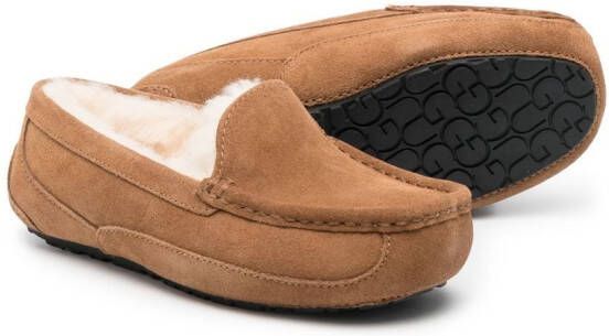 UGG Kids shearling-lined suede loafers Brown