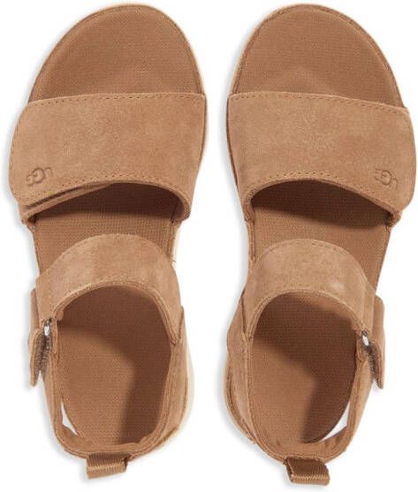 UGG Kids suede touch strap sandals Brown