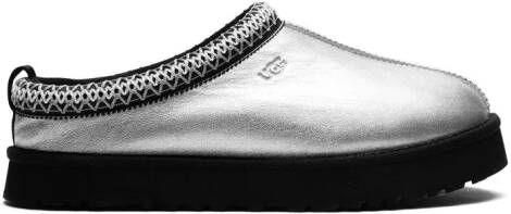UGG Kids Tazz metallic leather slippers Silver