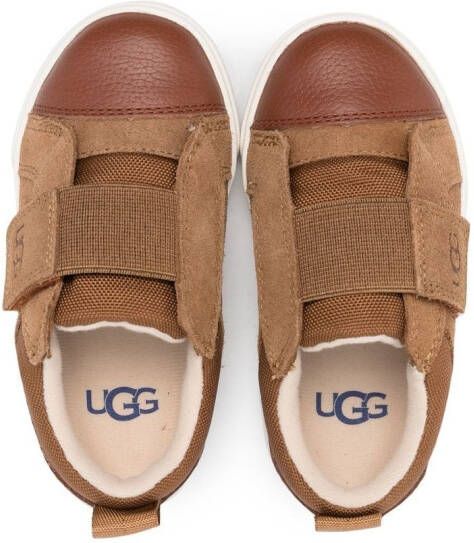 UGG Kids touch-strap debossed-logo sneakers Brown