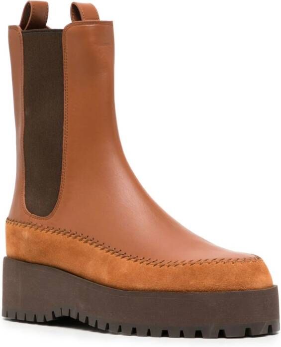 Ulla Johnson Jodie whipstitch-trim leather chelsea boots Brown