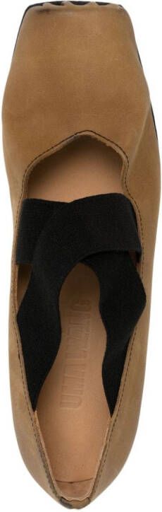 Uma Wang 40mm square-toe leather ballerina shoes Brown