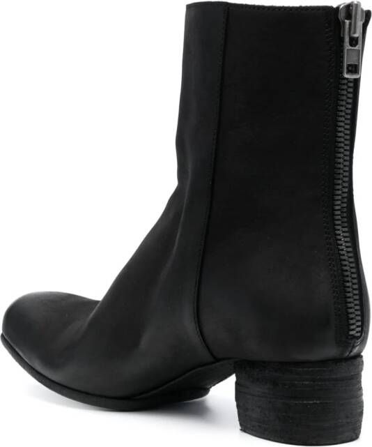 Uma Wang 45mm zip-up leather ankle boots Black