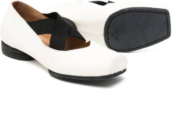 Uma Wang crossover leather ballerina shoes Neutrals