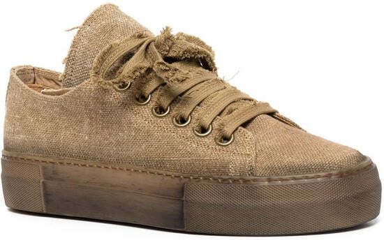 Uma Wang lace-up canvas sneakers Brown