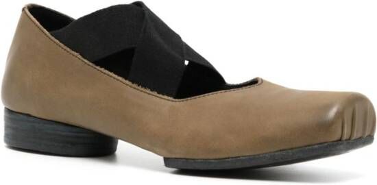 Uma Wang square-toe leather ballerina shoes Brown