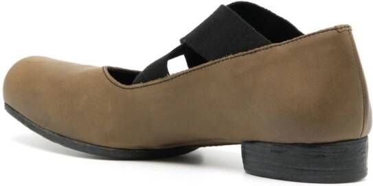 Uma Wang square-toe leather ballerina shoes Brown
