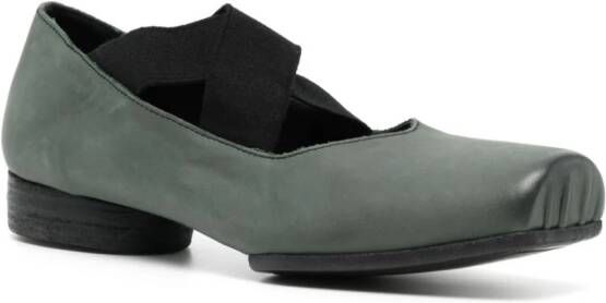 Uma Wang square-toe leather ballerina shoes Green