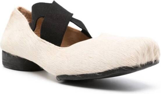 Uma Wang square-toe leather ballerina shoes Neutrals