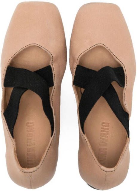 Uma Wang square-toe leather ballet pumps Brown